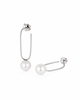 Emilie designer pearl hoop earrings in sterling silver