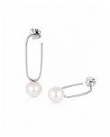 Emilie designer pearl hoop earrings in sterling silver