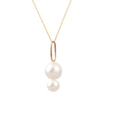 Orfélie Josephine pendant in 18k gold with two white freshwater pearls